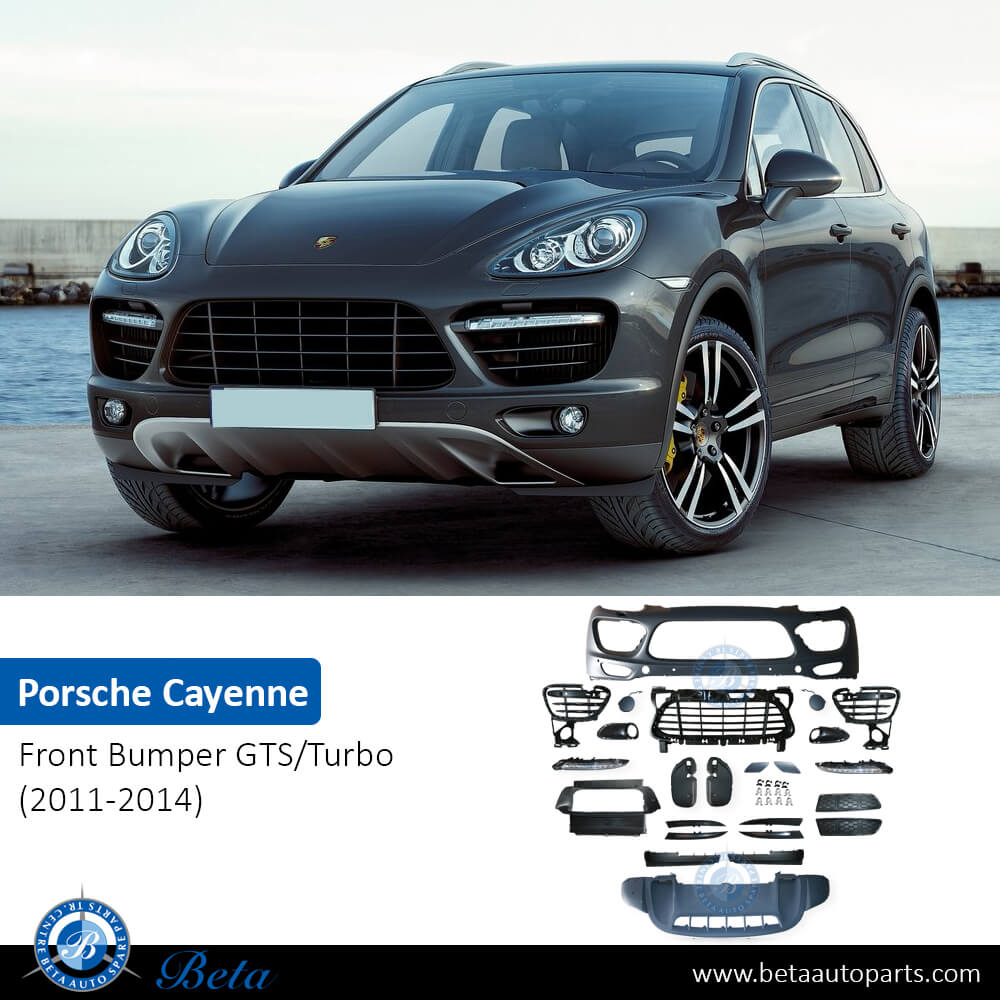 Porsche Cayenne GTS / Turbo (2011-2014), Front Bumper with Park Assist / Washer / DRL, Taiwan, 95850522141 Porsche Cayenne GTS / Turbo (2011-2014), Front Bumper with Park Assist / Washer / DRL, Taiwan, 95850522141